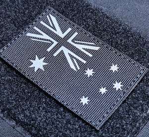 Reflective Black and Grey Australian National Flag Patch 8cm x 5cm