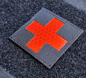 Reflective Medic Patch Black and Red 5cm x 5cm