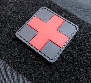 PVC Medic Patch Black and Red 5cm x 5cm