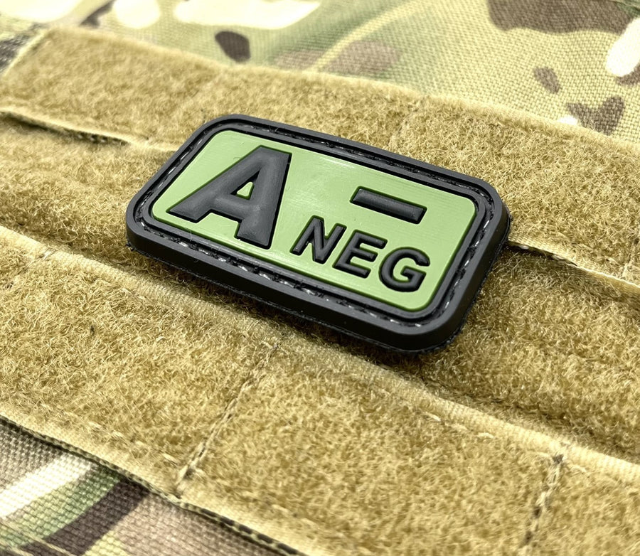 PVC Blood Type A NEG Patch Green and Black 5cm x 2.6cm
