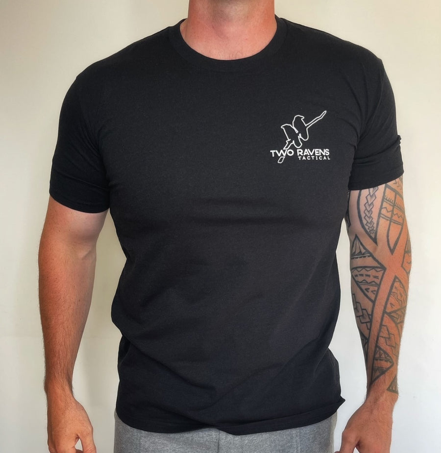 T-Shirt - Black Marle- Skull & Cross Guns