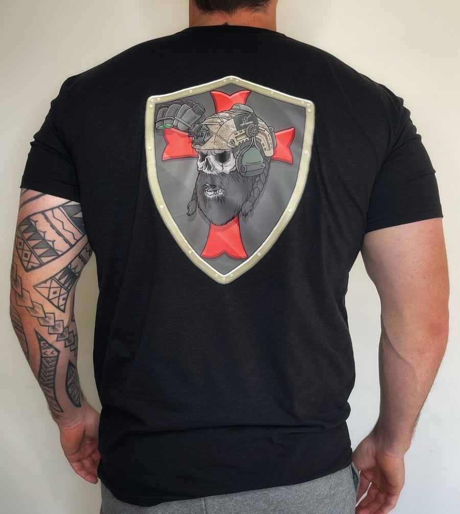 T-Shirt - Black Marle- SKULL CRUSADER